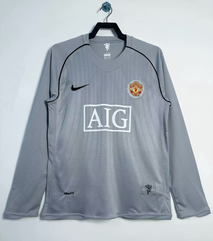 2007-2008 Manchester United Goalkeeper Long Sleeve Retro Soccer Jersey