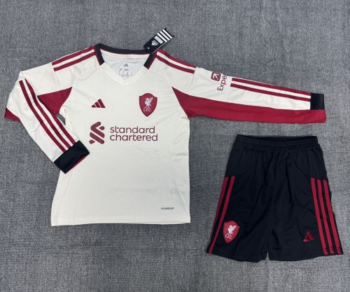 25-26 Liverpool Away Long Sleeve Kids Soccer Jersey 1:1 Thai Quality(长袖)
