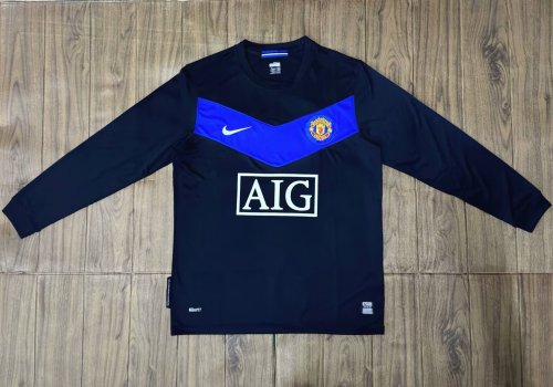2009-2010 Manchester United Away Long sleeves Retro Soccer Jersey