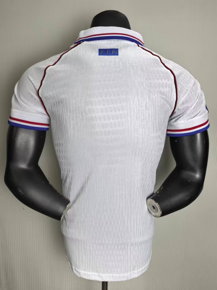1998 France Away White Player Version Retro Soccer Jersey*球员