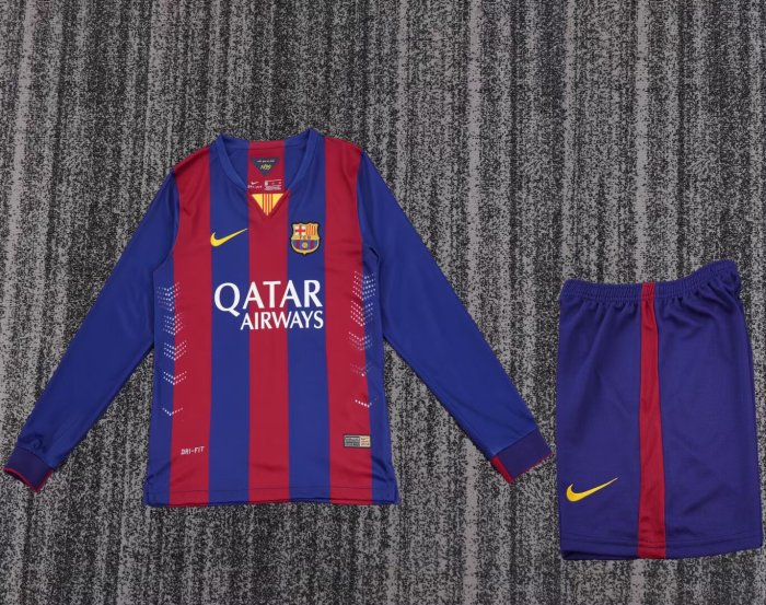2014-2015 Barcelona Home Long sleeves Retro Kids Soccer Jersey