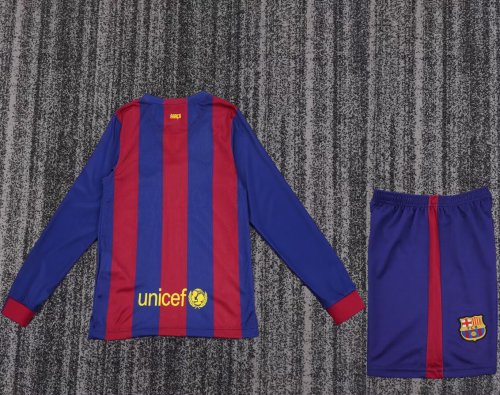 2014-2015 Barcelona Home Long sleeves Retro Kids Soccer Jersey