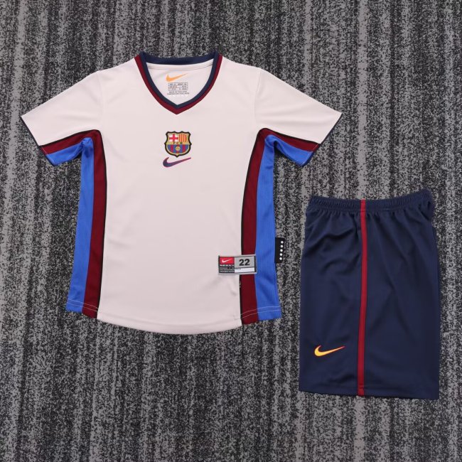 1998-1999 Barcelona Away Retro Kids Soccer Jersey