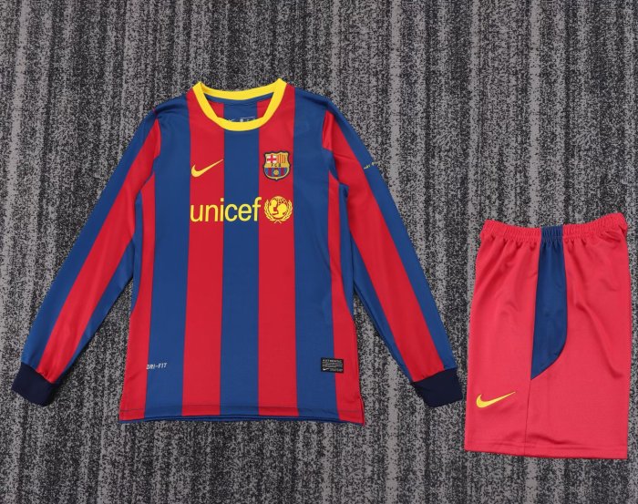 2010-2011 Barcelona Home Long sleeves Retro Kids Soccer Jersey