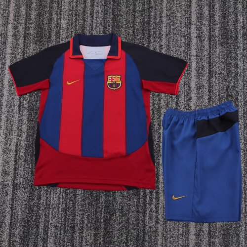 2003 Barcelona Home Retro Kids Soccer Jersey
