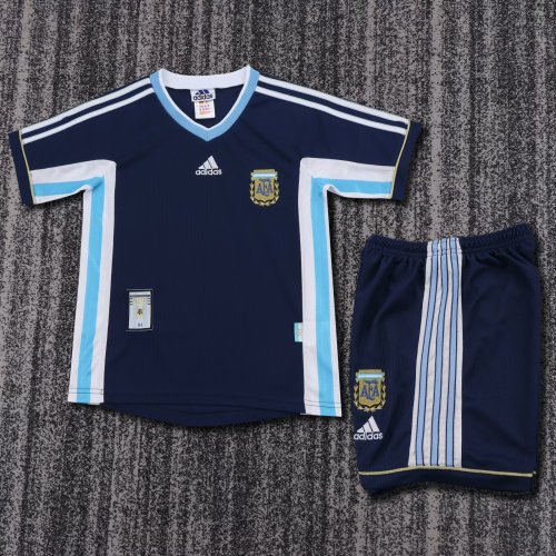 1998 Argentina Away Retro Kids Soccer Jersey