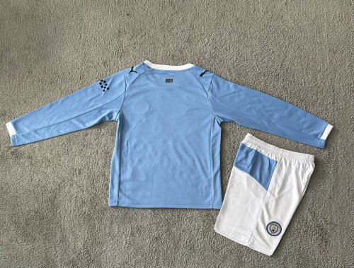 25-26 Manchester City Home Long Sleeve Kids Soccer Jersey (长袖)