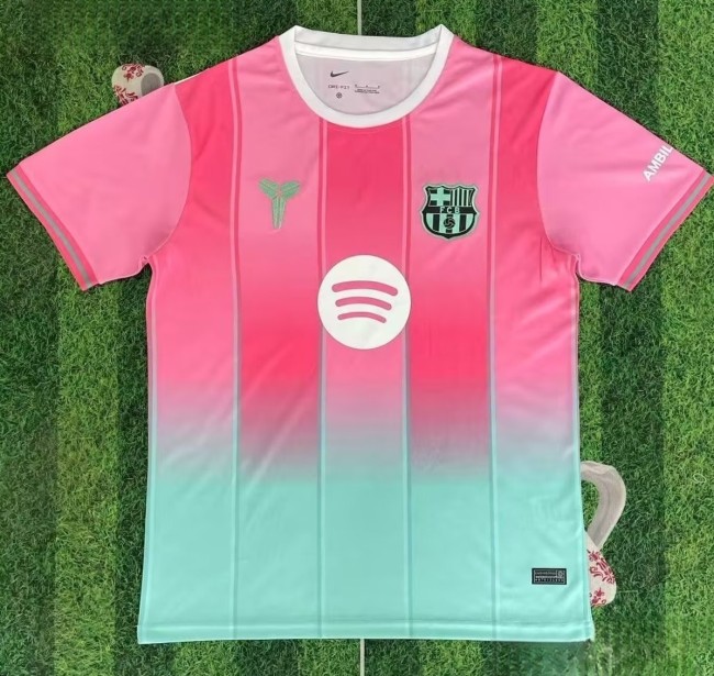25-26 Barcelona Pink Green Special Edition Fans Training Shirts