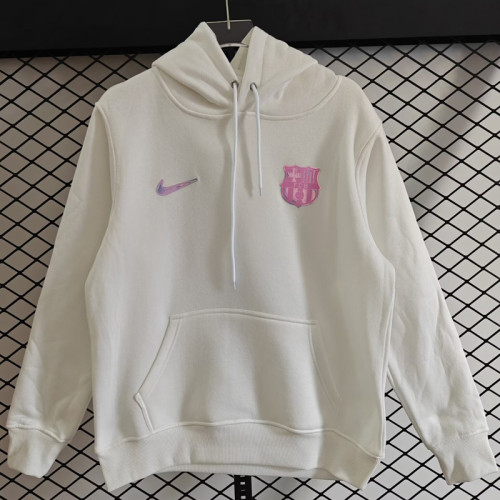 25-26 Barcelona White Hoody 白色(加绒)粉标