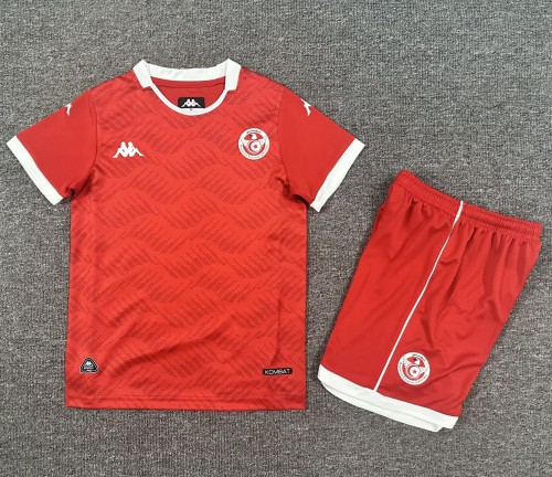 25-26 Tunisia Home Kids Soccer Jersey