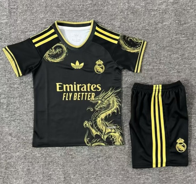 25-26 Real Madrid Black Special Edition Kids Soccer Jersey