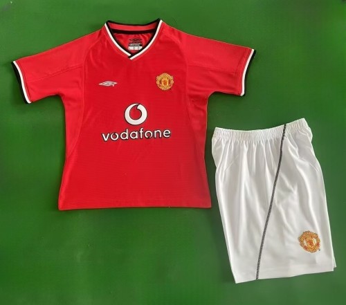 2000-2002 Manchester United Home Retro Kids Soccer Jersey
