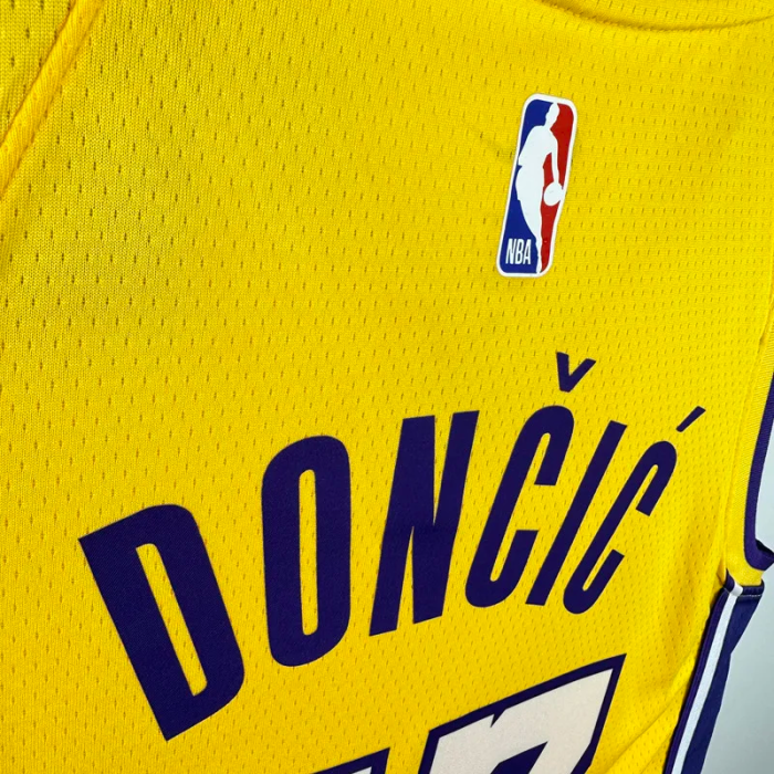 Lakers DONCIC #77 Yellow Top Quality Hot Pressing NBA Jersey(V领)