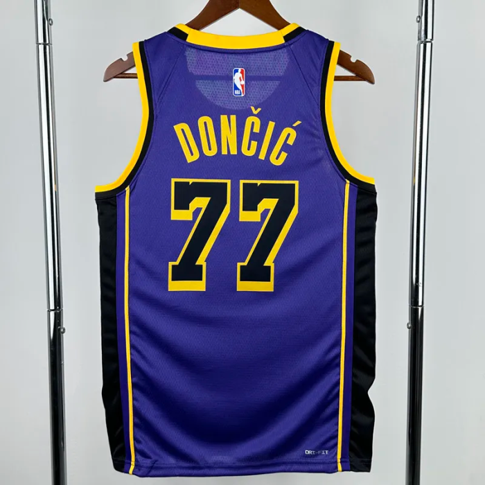 22-23 Lakers DONCIC #77 Purple Top Quality Hot Pressing NBA Jersey (Trapeze Edition) 飞人版