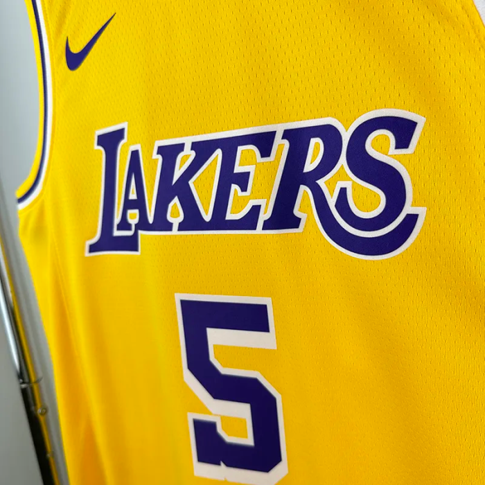 22-23 Lakers AYTON #5 Yellow Top Quality Hot Pressing NBA Jersey(圆领)