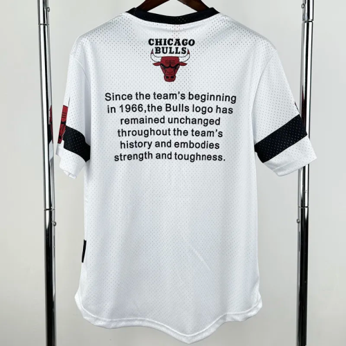 2026 BULLS White Retro High Quality Casual T-Shirt #MN