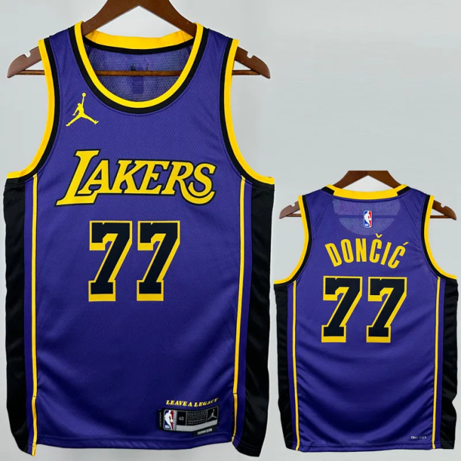 22-23 Lakers DONCIC #77 Purple Top Quality Hot Pressing NBA Jersey (Trapeze Edition) 飞人版