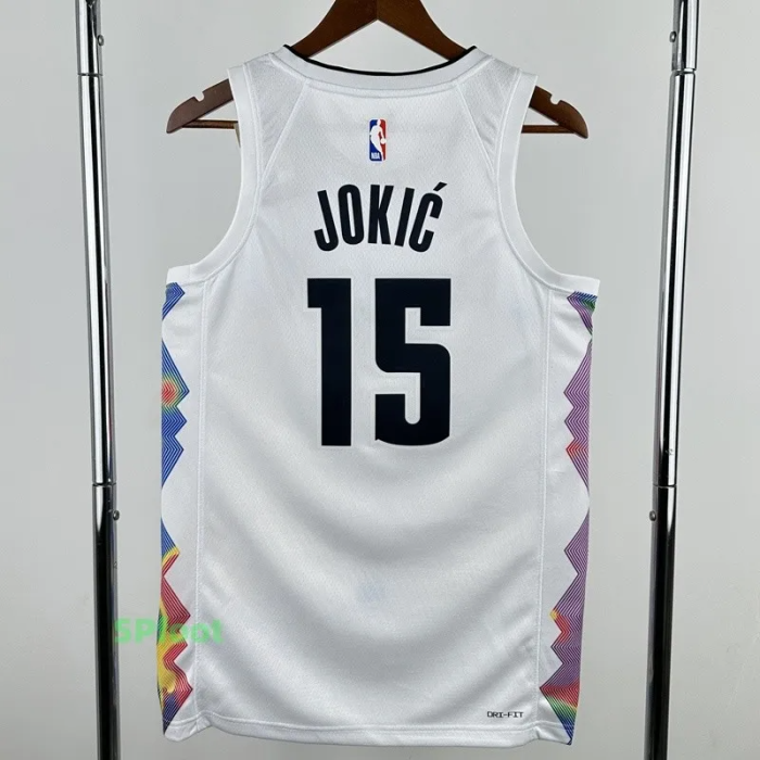 24-25 Nuggets JOKIC #15 White City Edition Top Quality Hot Pressing NBA