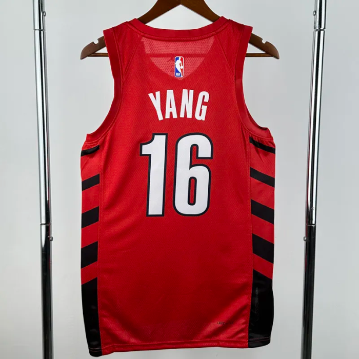 22-23 TRAIL BLAZERS YANG #16 Red Top Quality Hot Pressing NBA Jersey (Trapeze Edition)飞人版