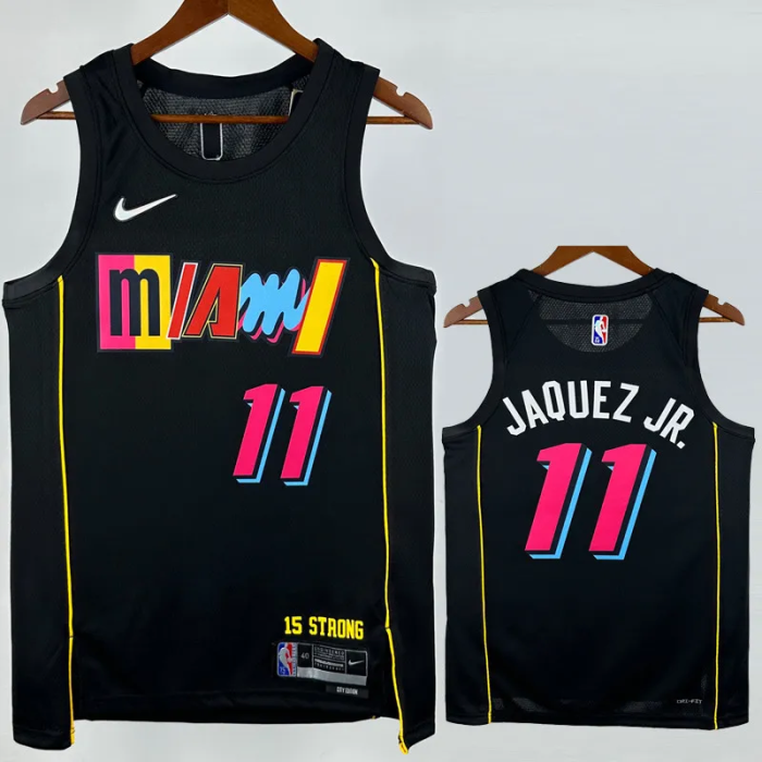 21-22 HEAT JAQUEZ JR. #11 Black City Edition Top Quality Hot Pressing NBA Jersey (圆领）