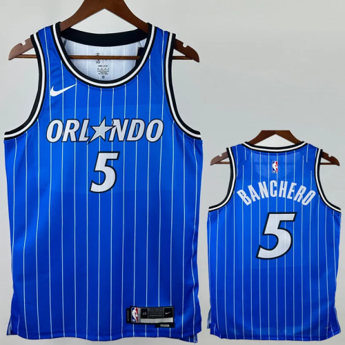 25-26 Magic BANCHERO #5 Blue Top Quality Hot Pressing NBA Jersey(条纹)