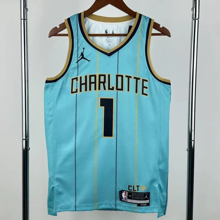 24-25 Hornets BALL #1 Blue City Edition Top Quality Hot Pressing NBA Jersey(V领)