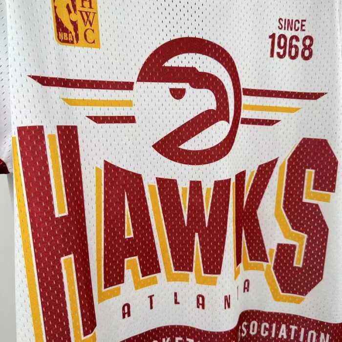 2026 Hawks White Retro High Quality Casual T-Shirt #MN