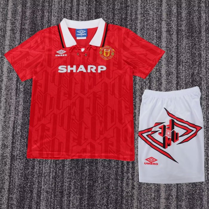 1992-1994 Manchester United Home Retro Kids Soccer Jersey