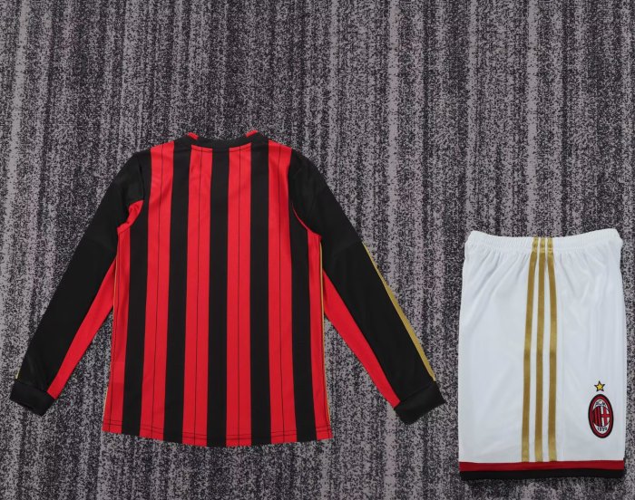 2013-2014 AC Milan Home Long sleeves Retro Kids Soccer Jersey