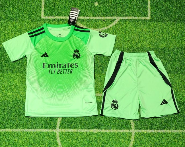 25-26 Real Madrid Green GoalKeeper Kids Soccer Jersey