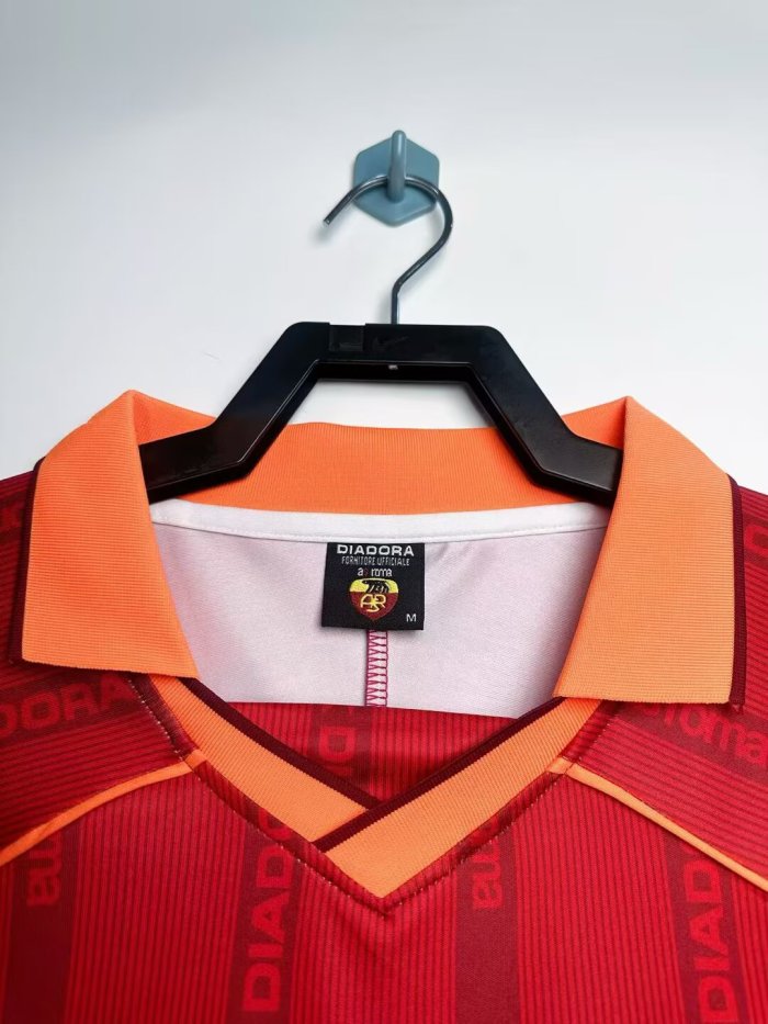 1999-2000 Roma Home Long Sleeve Retro Soccer Jersey