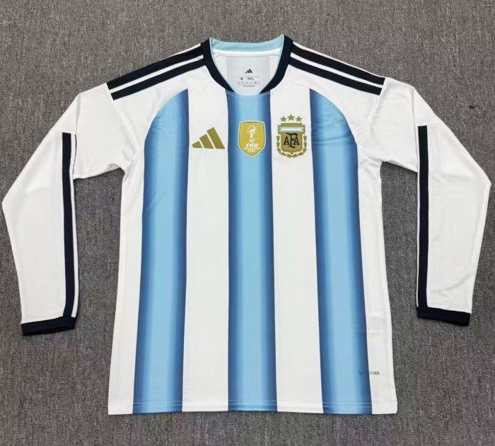 2026 World Cup Argentina Home Long Sleeve Fans Soccer Jersey