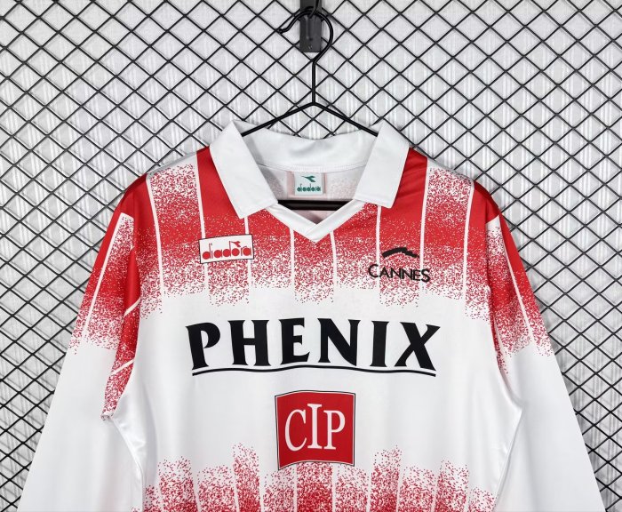 1991-1992 AS Cannes Home Retro Long Sleeve Soccer Jersey