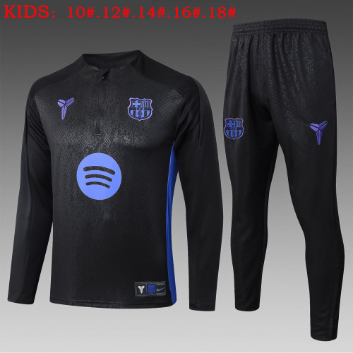 25-26 Barcelona High Quality Kids Half Pull Tracksuit