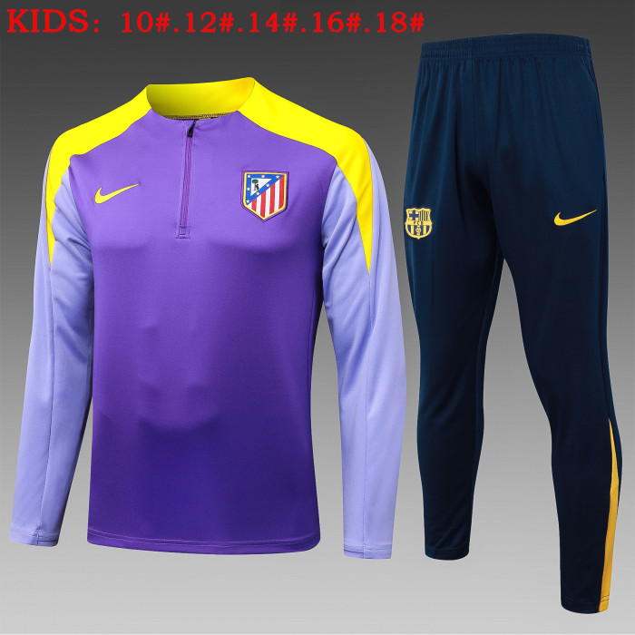 25-26 Atlético Madrid High Quality Kids Half Pull Tracksuit