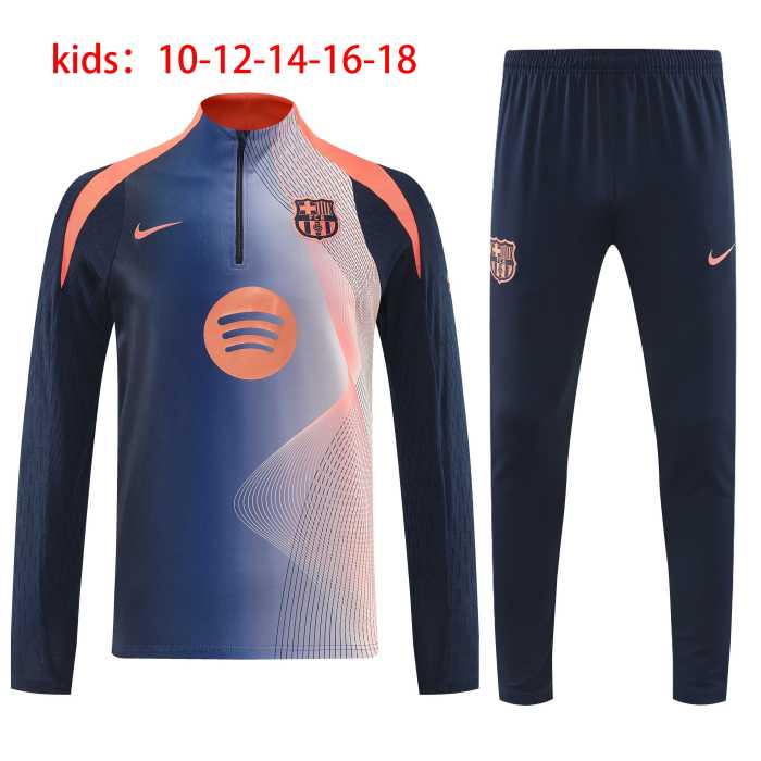 25-26 Barcelona High Quality Kids Half Pull Tracksuit