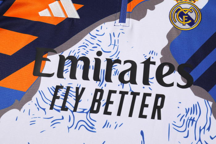 25-26 Real Madrid High Quality Kids Half Pull Tracksuit