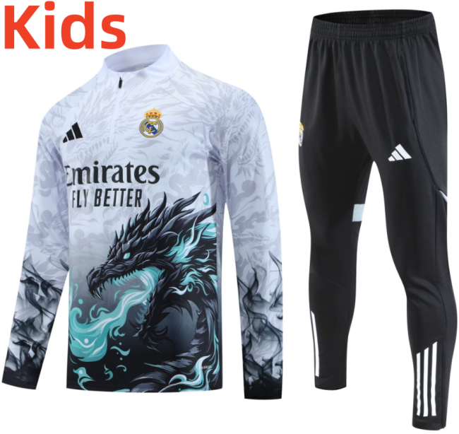 25-26 Real Madrid High Quality Kids Half Pull Tracksuit