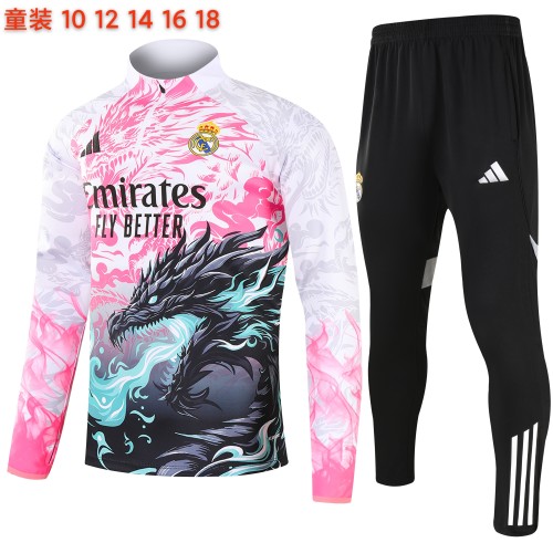 25-26 Real Madrid High Quality Kids Half Pull Tracksuit