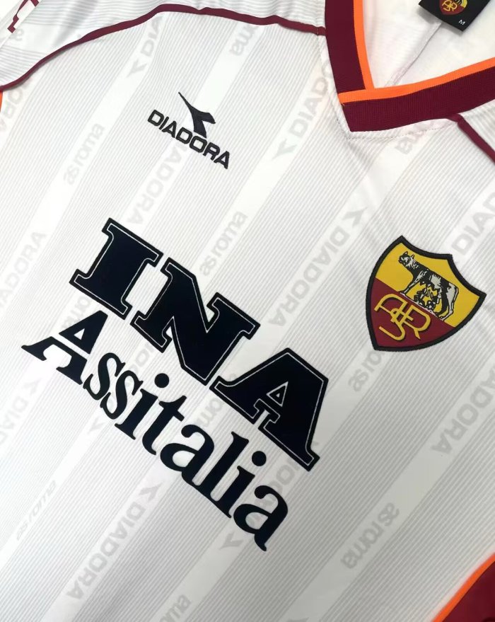 1999-2000 Roma Away Long Sleeve Retro Soccer Jersey