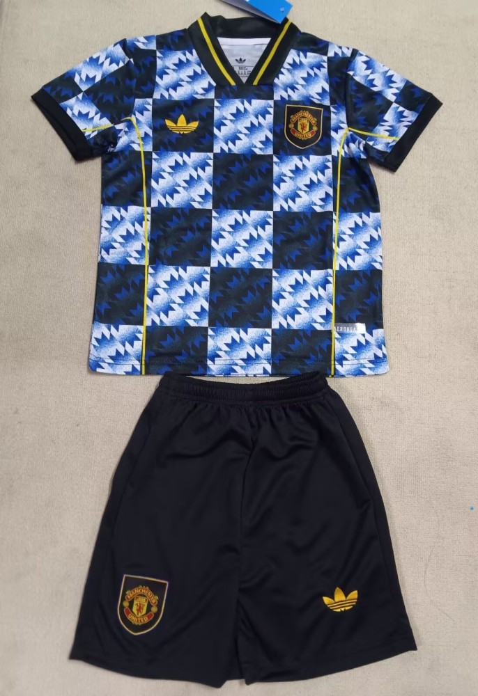 25-26 Manchester United Blue Special Edition Kids Soccer Jersey