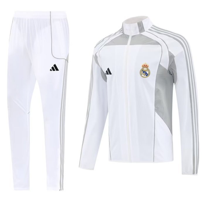 2025 Real Madrid White High Quality Windbreaker Suit