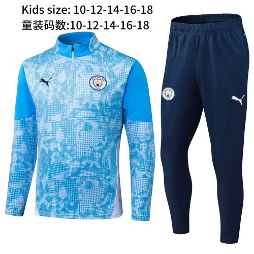 25-26 Manchester City High Quality Kids Half Pull Tracksuit