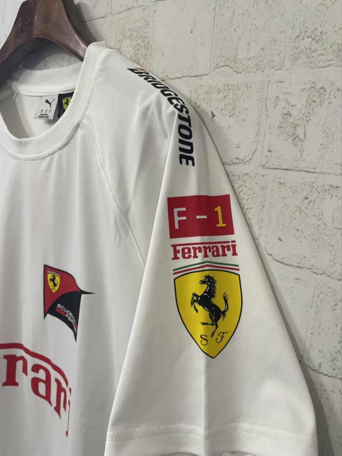 2025 F1 Ferrari New Pattern White Short Sleeve Racing Suit