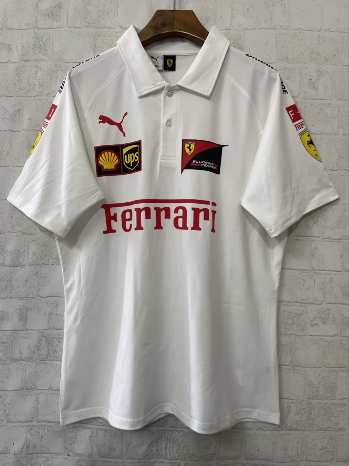 2025 F1 Ferrari New Pattern White Short Sleeve Racing Suit