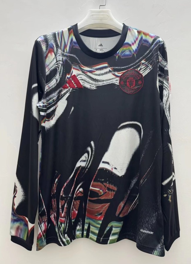 25-26 Manchester United Black Special Edition Long Sleeve Fans Training shirts