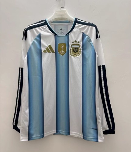 2026 World Cup Argentina Home Long Sleeve Fans Soccer Jersey (长袖)