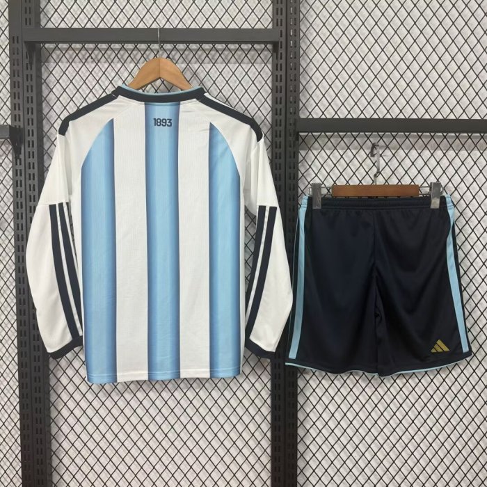 25-26 Argentina Home Long Sleeve Kids Soccer Jersey (长袖)