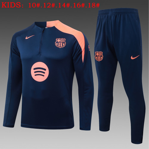 25-26 Barcelona High Quality Kids Half Pull Tracksuit