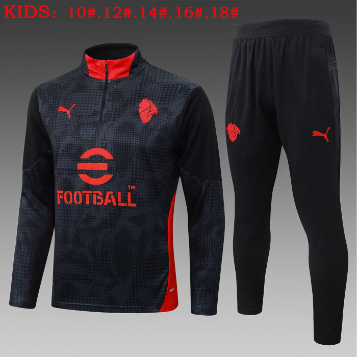 25-26 AC Milan High Quality Kids Half Pull Tracksuit